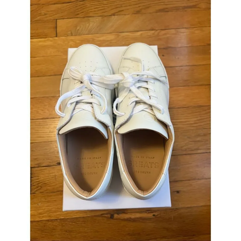 Greats “The Royale” Premium Low Top Leather Sneakers – White/White